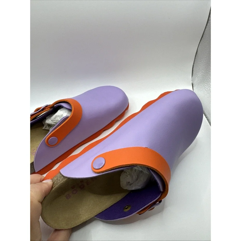Mini Boden Girls Size 34 US 3 Orange And Purple Clogs #1006